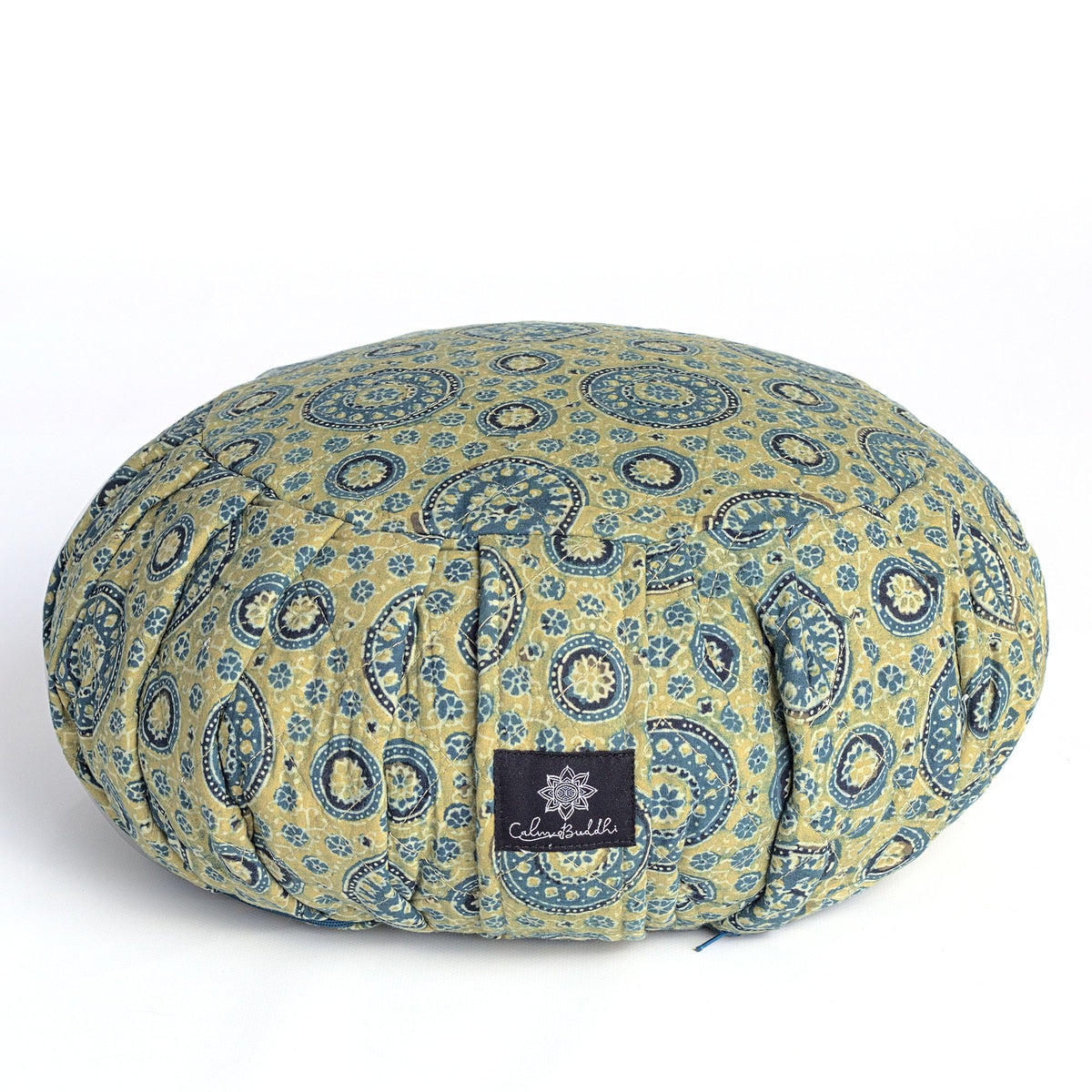 Round Meditation Cushion second- Riyal Ajrakh zafu-Block Printed, Zafus-xo