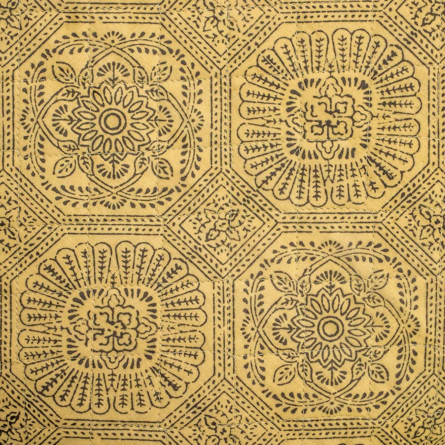 Round Yoga Bolster - Mustard Flower Block Printed, Round Bolsters -xo