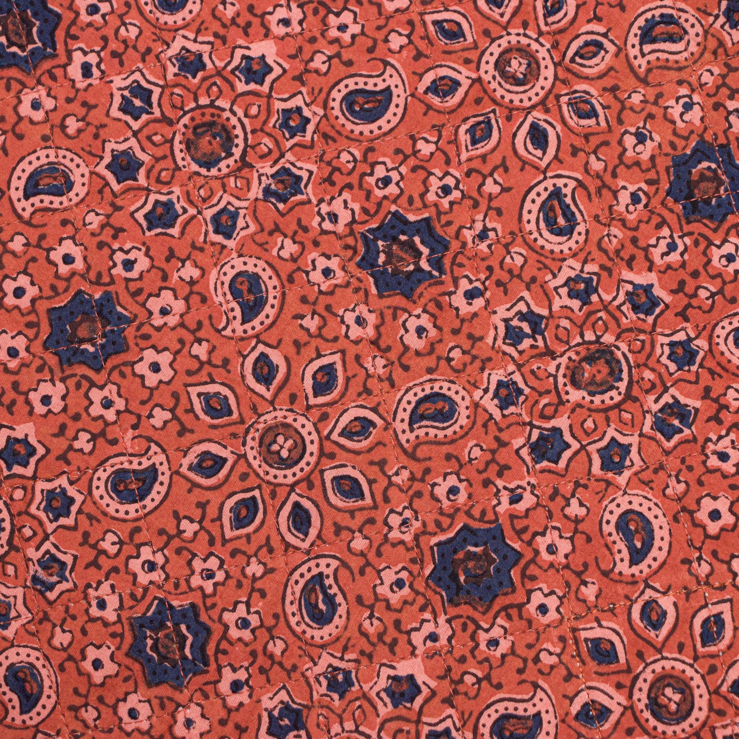 Rusty Ajrakh - Round Yoga Bolster Block Printed, Round Bolsters -xo