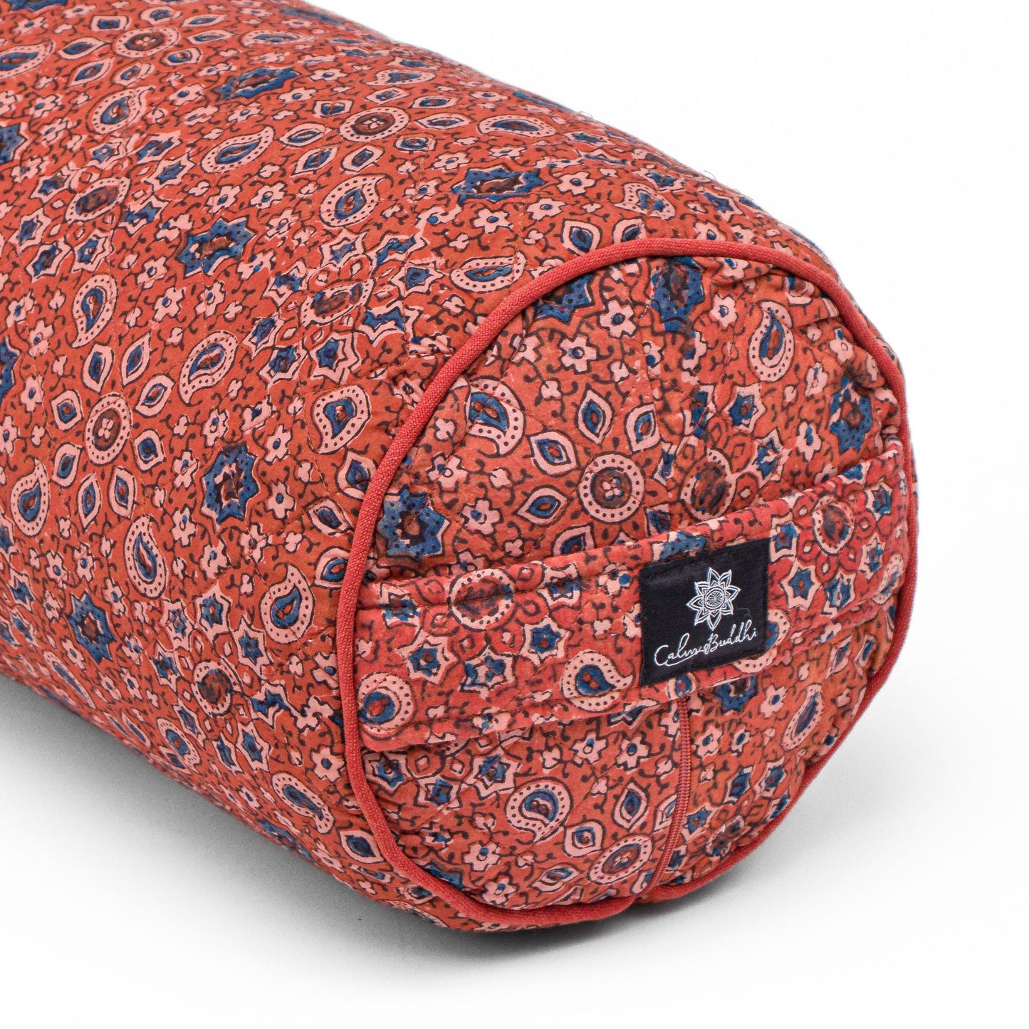 Rusty Ajrakh - Round Yoga Bolster Block Printed, Round Bolsters -xo