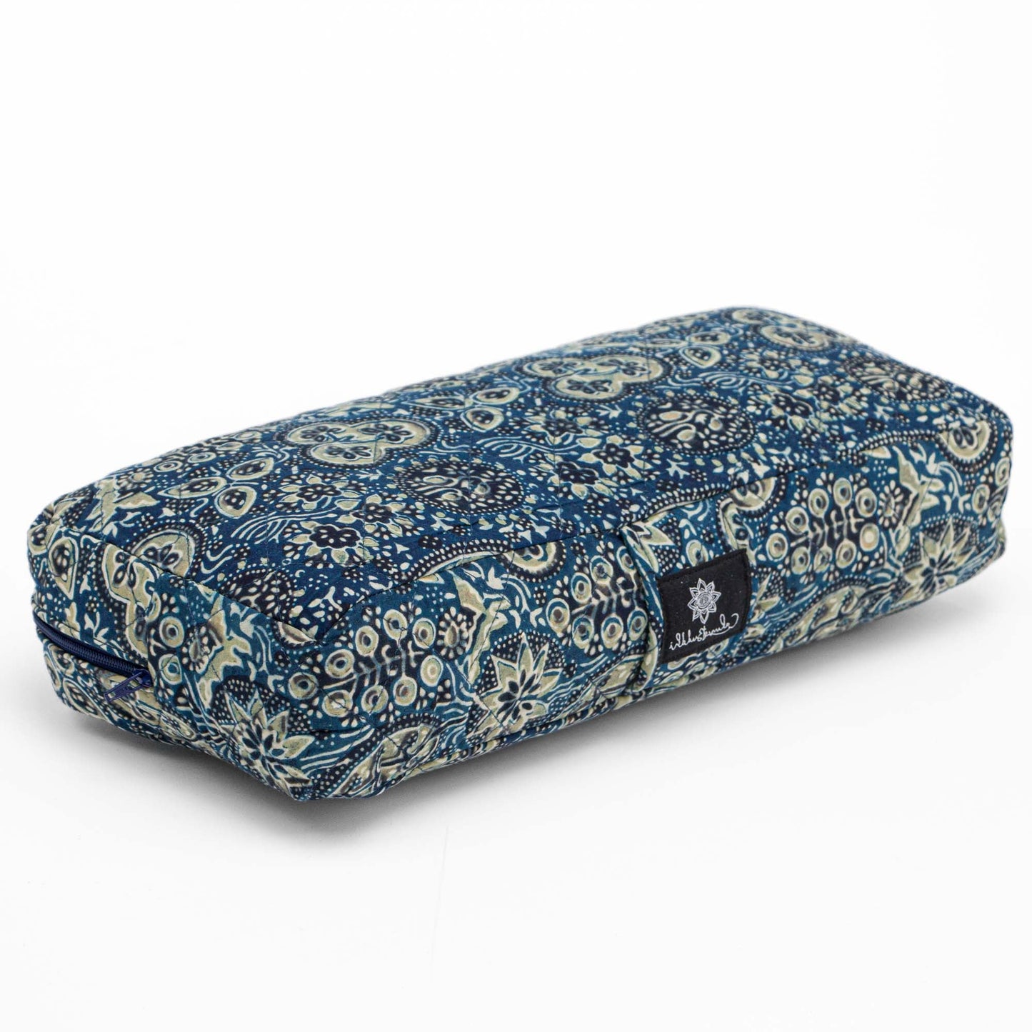 Travel Yoga Bolster ~ Ajrakh Fig Block Printed, Travel Bolsters -xo