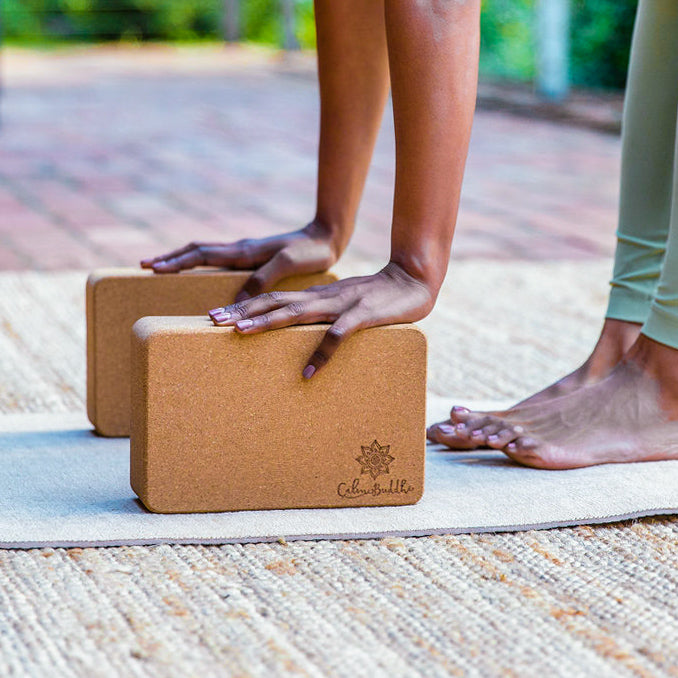 yoga accessory - cork yoga block pose