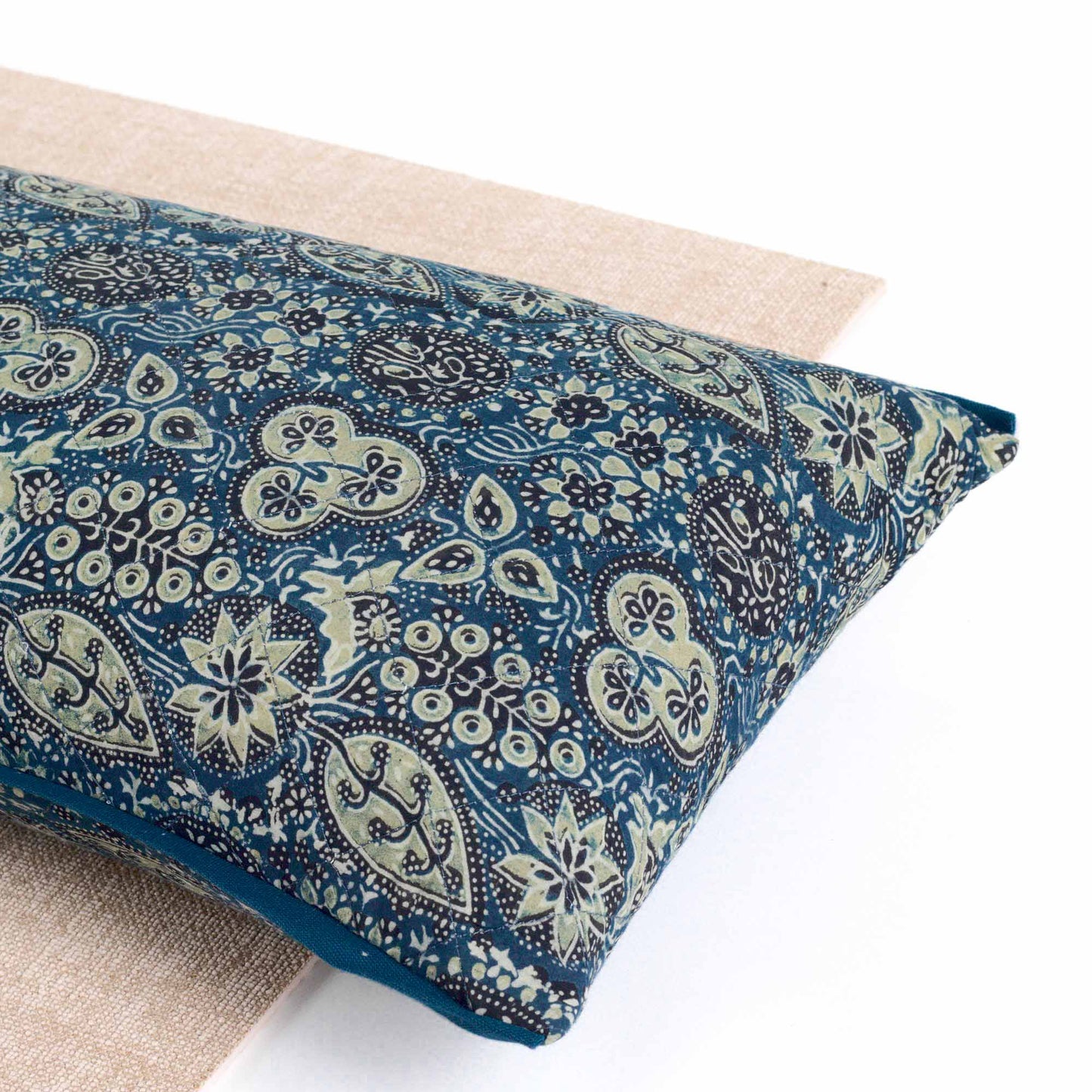 Arjakh Fig Leaf - Yoga Pillow Block Printed, Yoga Pillows -xo