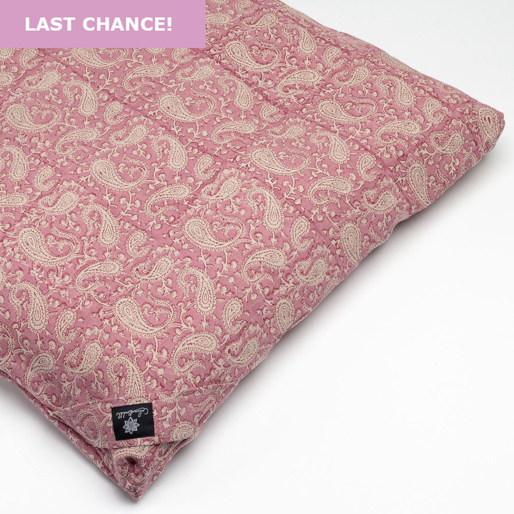 Meditation cushion paisley pink zabuton ~ Linen-Block Printed, Zabutons-xo