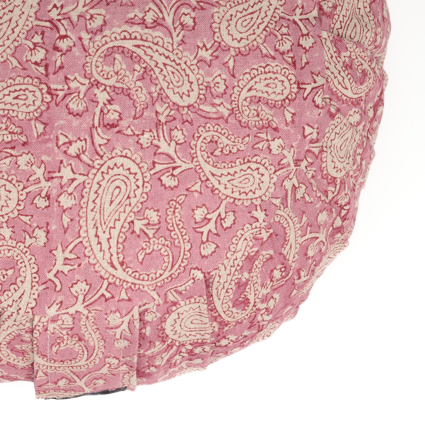 
                  
                    Round Meditation Cushion Paisley Pink ~ Linen-Block Printed, Zafus-xo
                  
                