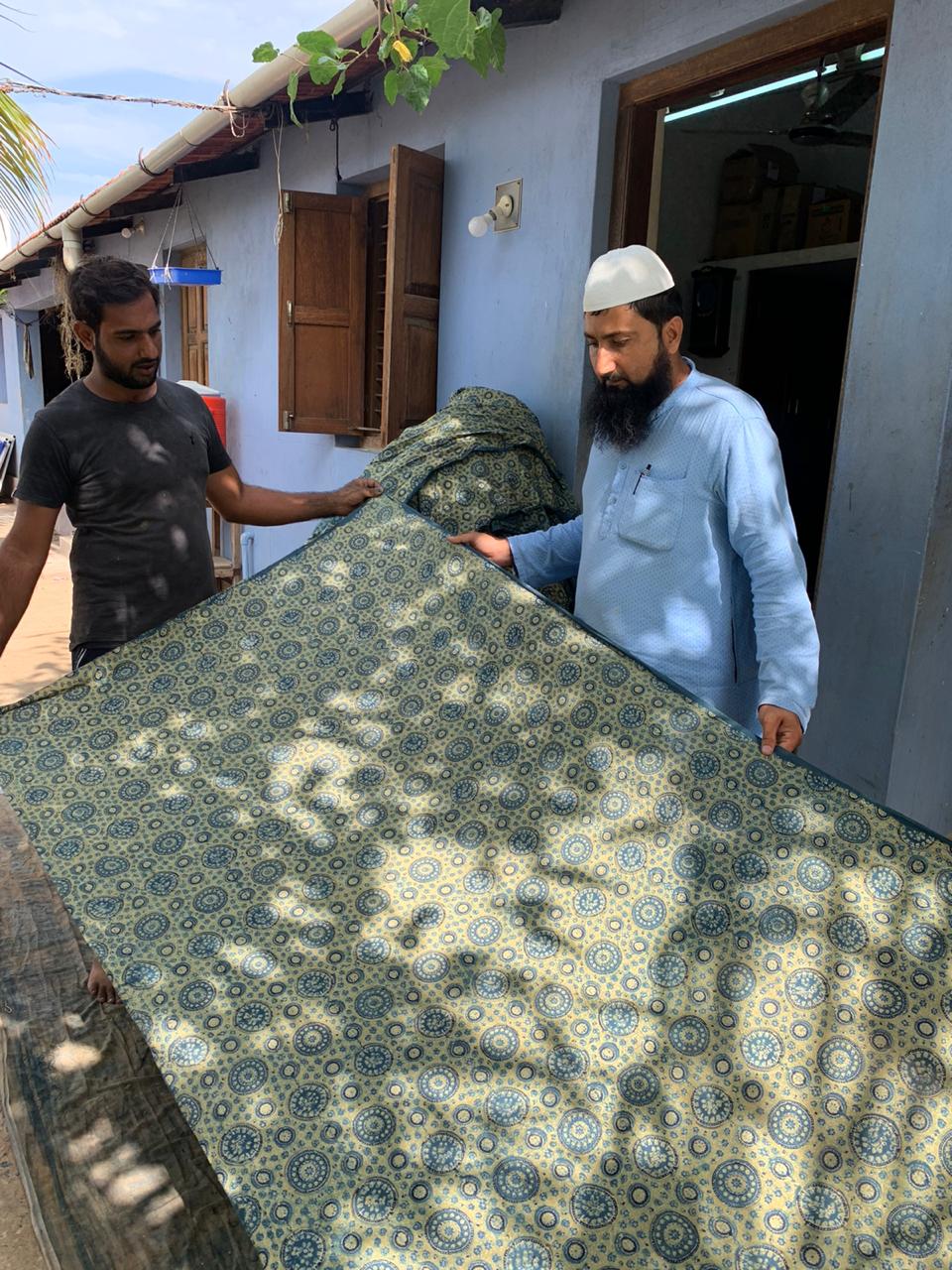 Round Meditation Cushion second- Riyal Ajrakh zafu-Block Printed, Zafus-xo